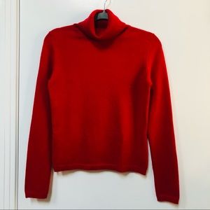 Valerie Stevens petite cherry red 2 ply cashmere turtleneck sweater. Super soft